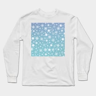 White Snowflakes Blue Design Long Sleeve T-Shirt